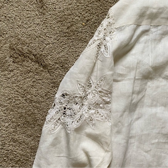 NWT ~ California Style ~ Ivory Long Sleeve Button Down ~ Lace Inserts ~ Size XL - Picture 4 of 6